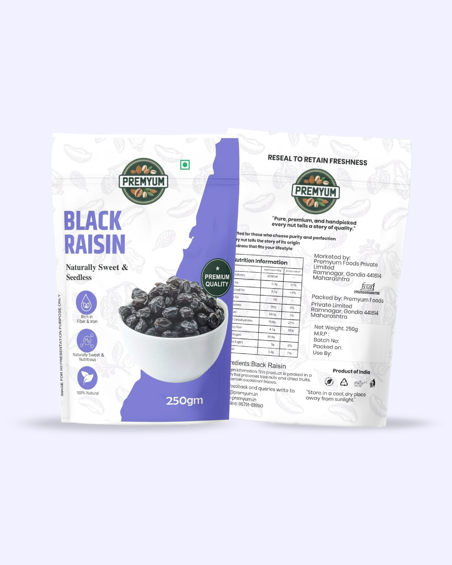 Premyum Black Raisin 250g | Naturally Sweet & Seedless