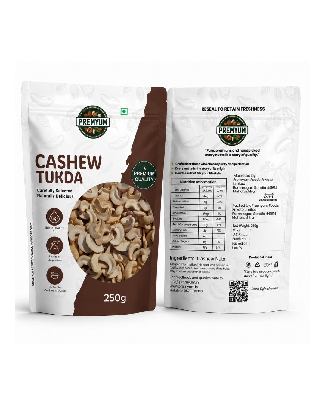 Premyum Cashew Pieces 250g | Tukda Kaju