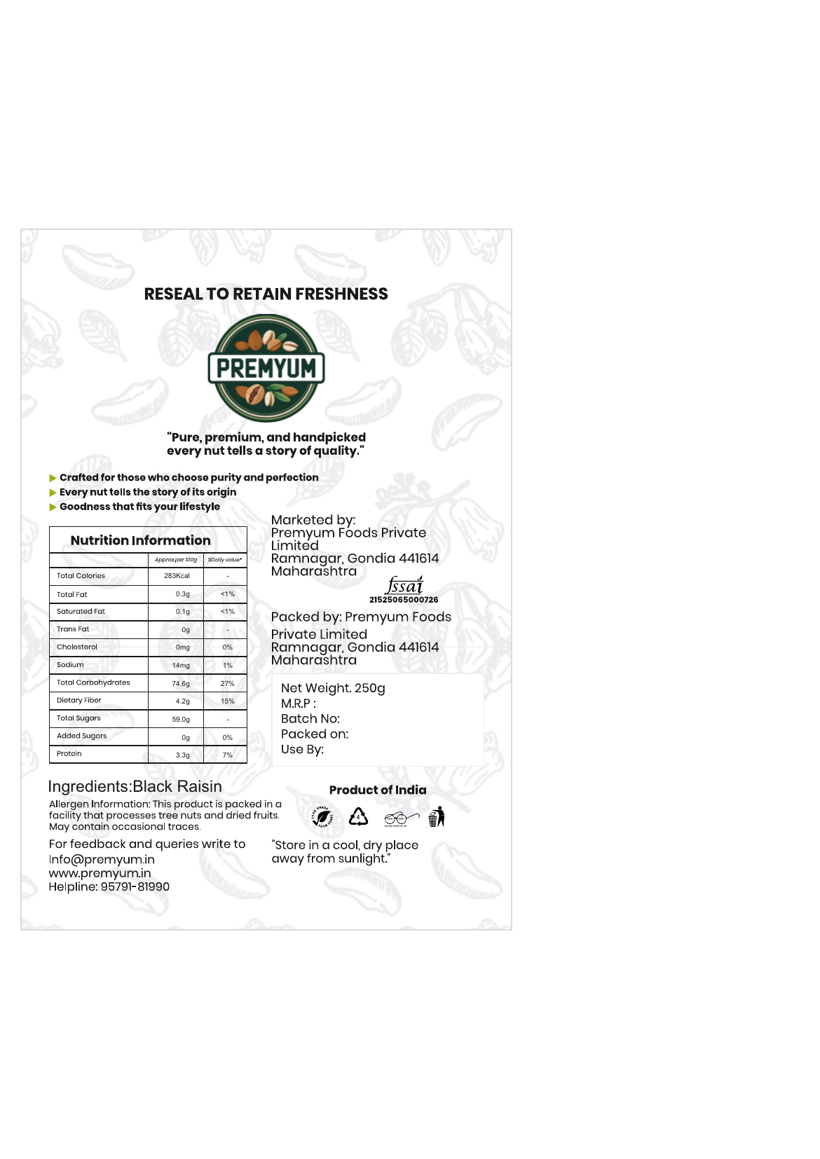 Premyum Black Raisin 250g | Naturally Sweet & Seedless - Image 5